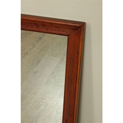 Vintage Solid Cherry Wood Frame Rectangular Wall Mirror | Chairish