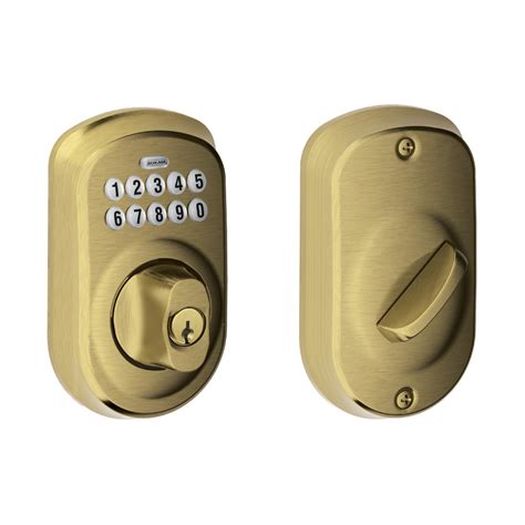 Schlage BE365-PLY Brass Plymouth Electronic Keypad Single Cylinder ...