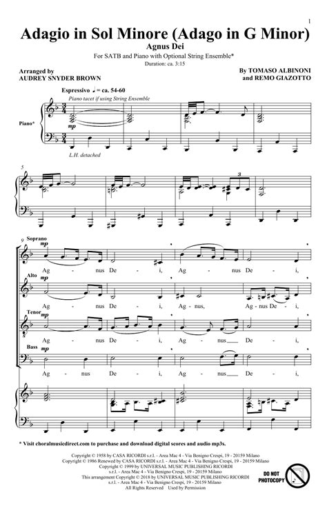 Tomaso Albinoni Adagio In G Minor Sheet Music Notes, Chords Download ...