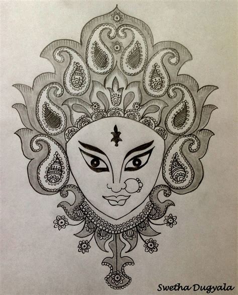 Sketch Of Goddess Durga at PaintingValley.com | Explore collection of ...