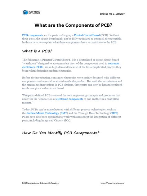 What Are The Components of PCB | PDF | Printed Circuit Board ...