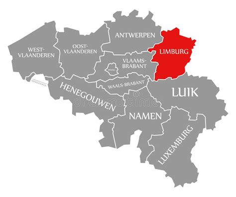 Limburg Map of Belgium with Belgian National Flag Illustration Stock ...