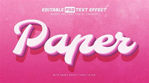 Premium PSD | Paper pink retro vintage text effect