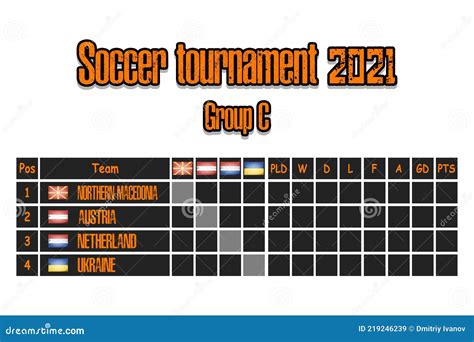 Soccer Tournament 2021. Standings Group C Stock Vector - Illustration ...