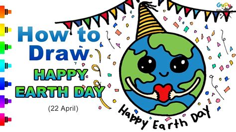 Happy Earth Day - How to Draw Cute Earth for kids - YouTube