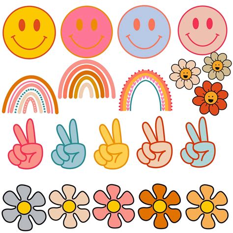 Groovy Boho Rainbow Retro Rainbow Groovy Rainbow Retro Clipart Groovy Clipart - Etsy