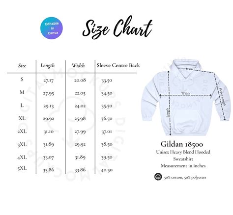 Gildan 18500 Size Chart Gildan 18500 Mockup Hoodie Mockup - Etsy