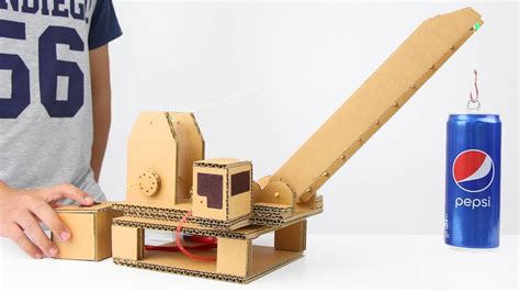 How to Make Hydraulic Powered Crane from Cardboard - YouTube