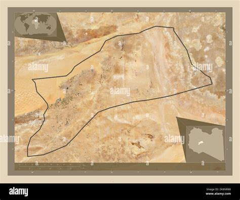 Sabha, district of Libya. High resolution satellite map. Locations of ...