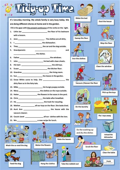 Tidy-up Time | English activities for kids, English activities, Teaching english grammar