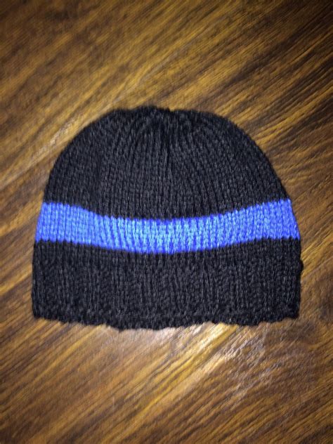 Knit Thin Blue Line Police Beanie Hat newborn through adult | Etsy