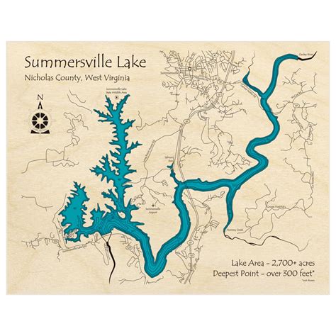 Summersville Lake 3D Custom Wood Map – Lake Art LLC