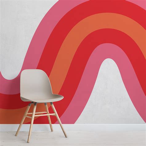 Pink & Orange Retro Wave Wallpaper Mural | Hovia | Colorful interiors ...