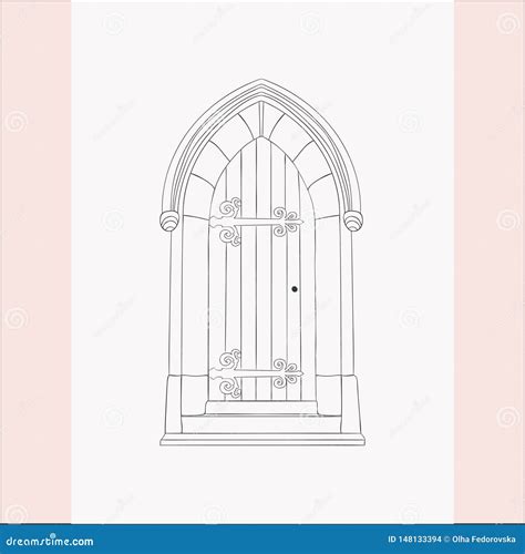 Gothic Gate. Hand Drawn Sketch Vintage Doors. Stock Vector - Illustration of grunge, generic ...