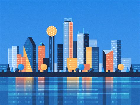 Cartoon Dallas Skyline - Dallas Skyline Illustration | Bocagewasual