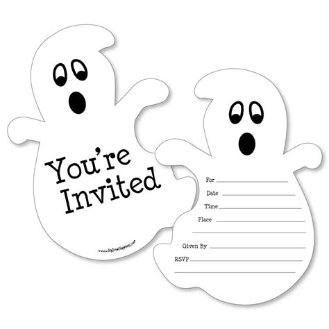 Spooky Ghost - Shaped Fill-in Invitations - Halloween Party Invitation ...