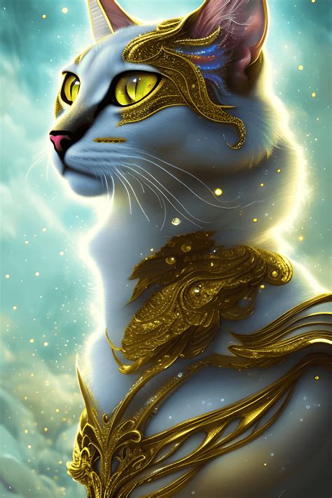 Warrior Cat with Shimmering Water · Creative Fabrica