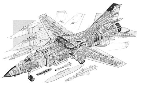 Mikoyan-Gurevich MiG-23 Cutaway Drawing in High quality