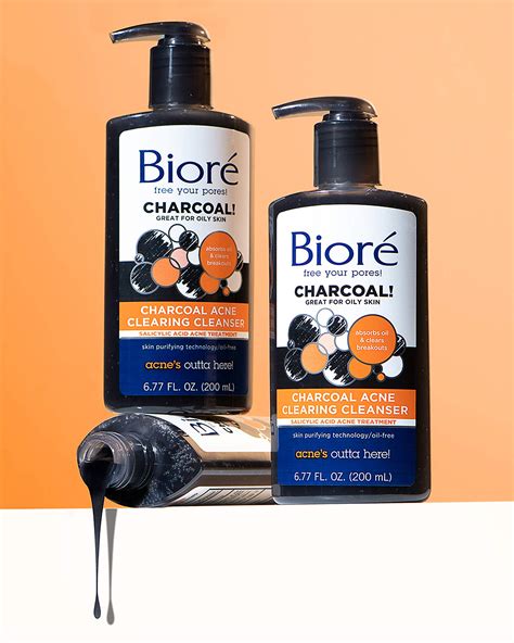 Bioré Charcoal Acne Clearing Cleanser for Oily and Acne Prone skin, 6.77 Ounces, Salicylic Acid ...