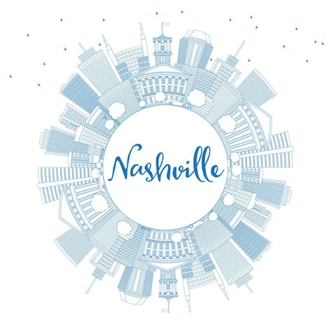 Outline Nashville Skyline with Blue Buildings and Copy Space. 15333153 Vector Art at Vecteezy