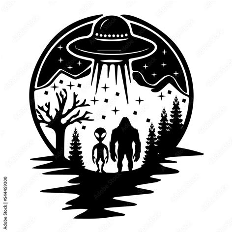 Alien under the moon Svg, Alien Svg, Big Foot svg, UFO Svg, Bigfoot and ...