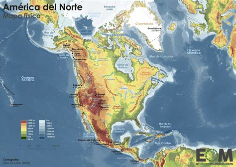 El mapa físico de América del Norte - Easy Reader