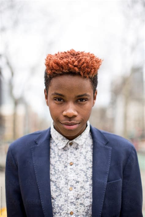 «A Young Black Man In A Blue Suit.» del colaborador de Stocksy «Bowery Image Group Inc.» - Stocksy