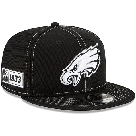 Men's New Era Black Philadelphia Eagles 2019 NFL Sideline Road 9FIFTY ...