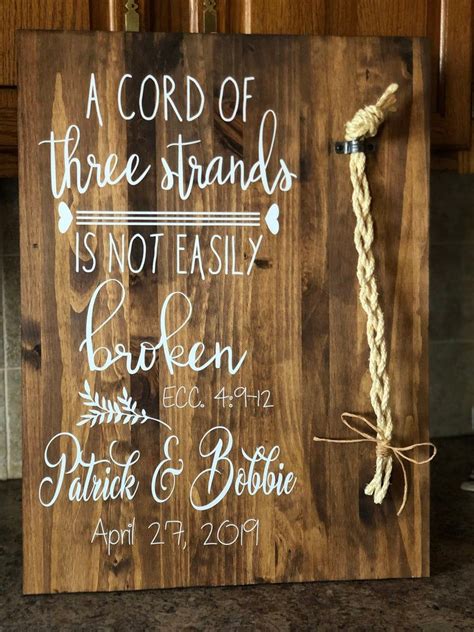 Cord of Three Strands Bible Verse Ecclesiastes 4:12 | Etsy | Cord of three strands, Color stain ...