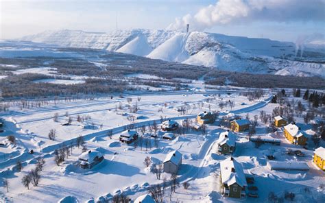 Aerial Winter View Of Kiruna The Northernmost Town In Sweden Province ...