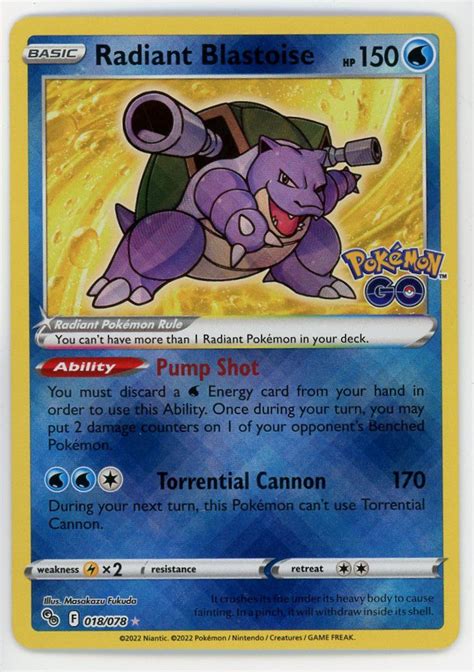 Pokemon Radiant Blastoise 018/078 Pokemon GO Radiant Rare NM | Froggers ...