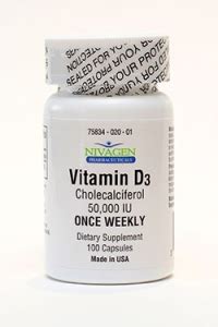 Vitamin D-3 50,000 IU (Cholecalciferol) Capsules - 100ct