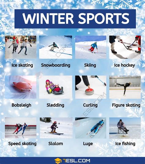 Winter Sports List in English • 7ESL