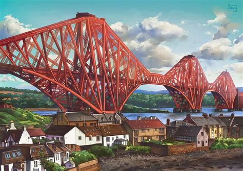 My painting of Forth Bridge in Fife : Scotland