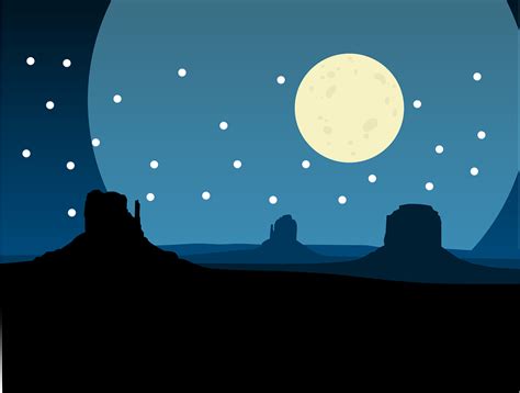 Desert Night Sky Moon