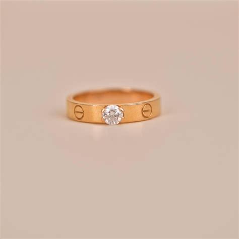 Cartier Love Solitaire Rose Gold Diamond Ring For Sale at 1stDibs