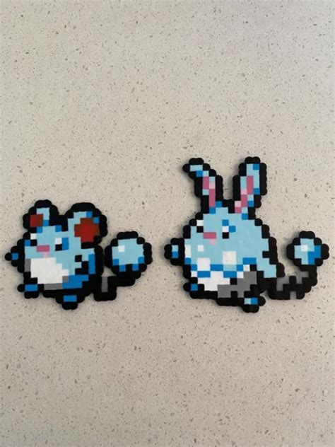 Azurill Marill Azumarill Pixel Art Perler Beads Pokemon Figures | The ...