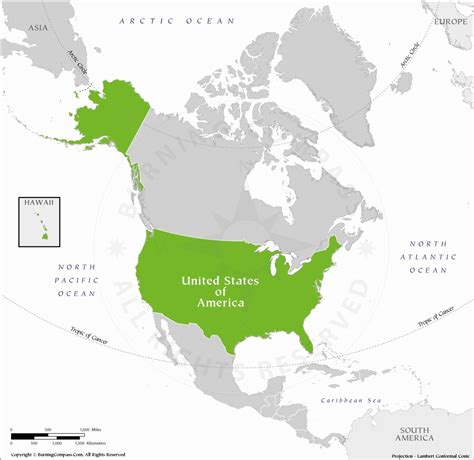 USA on North America Map