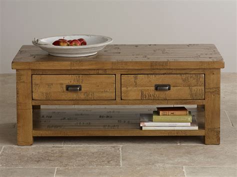 Ripley Rough Sawn Solid Oak 4 Drawer Storage Coffee Table