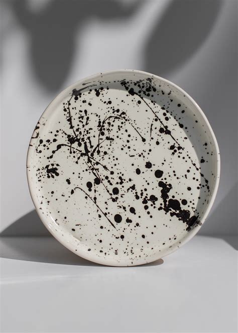 Black & White Modern Ceramic Plates Set White Dinnerware With - Etsy