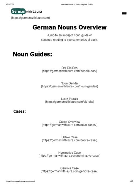 German Nouns - Your Complete Guide | PDF | Grammatical Gender | Noun