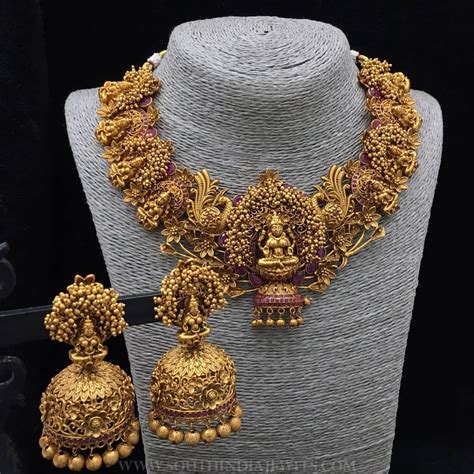 Bold Bridal Temple Necklace Set - South India Jewels