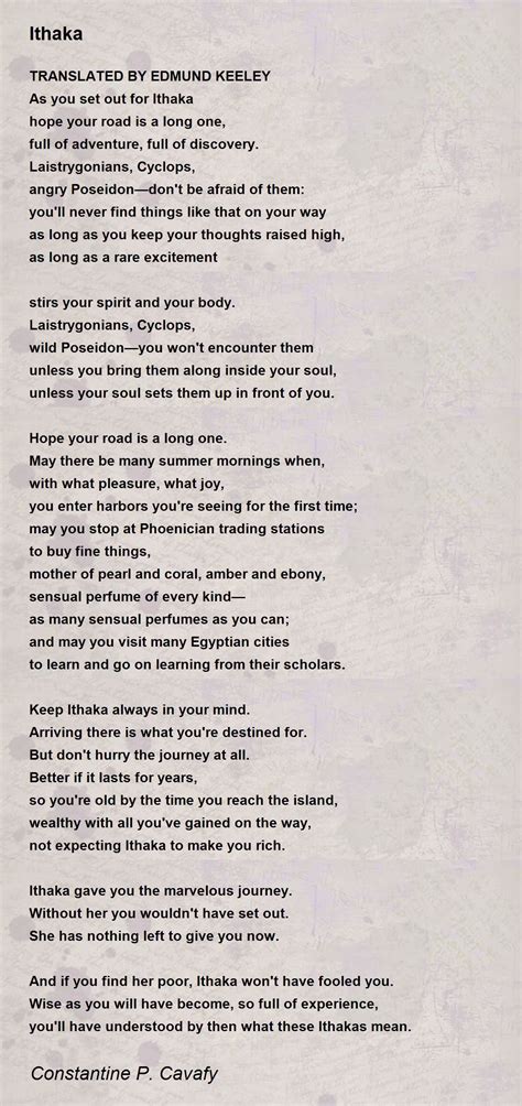 Ithaka - Ithaka Poem by Constantine P. Cavafy