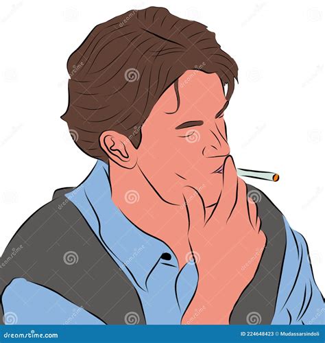 Cool Guy Smoking with Good Hairstyle and Sweater Vest Chandler Bing Illustration Stock ...