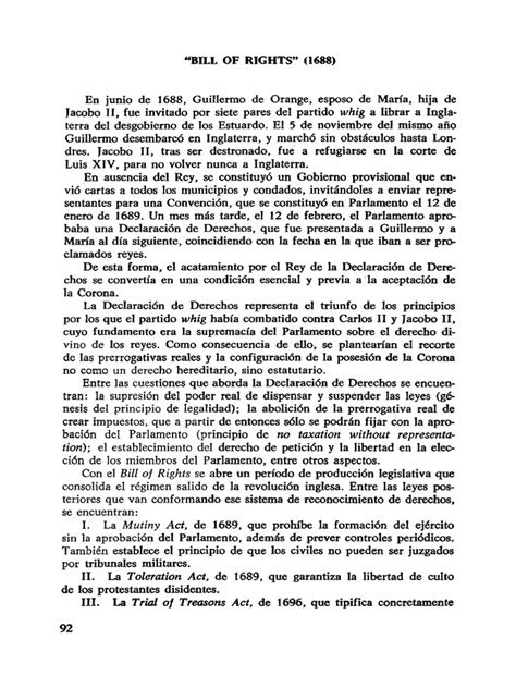 Bill of Rights 1688 1689 | PDF | Parlamento | Casa de señores