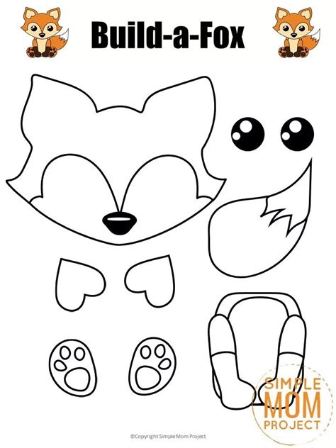 Build-a-Fox Craft for Kids with Free Printable Fox Templates | Fox ...