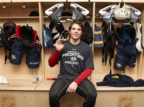 Kevin Fiala with his first goal puck. | Predators hockey, Nashville predators hockey, Hockey teams