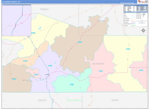 Las Animas County, CO Wall Map Color Cast Style by MarketMAPS - MapSales