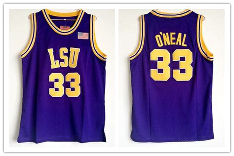 2022 High Quality Stitched Shaq Lsu Jersey Oneal Jersey Retro NCAA College Jersey Yellow Purple ...