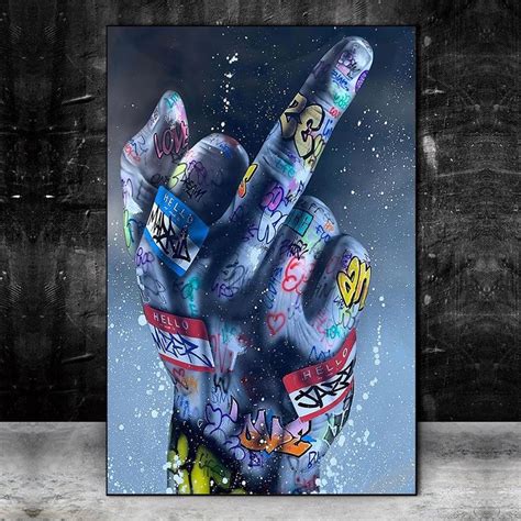 Middle Finger Gesture Graffiti Painting | Etsy